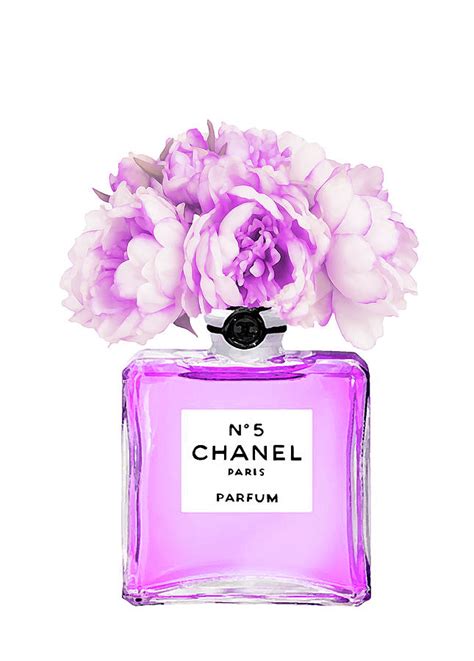 chanel print purple and gold with peonies|chanel art.